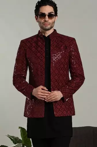 men's stylish indo-western rayon coat kurta setmen's stylish
