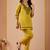 Women's mustard embroidered v-neck kurti pant set