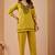 Women's mustard embroidered v-neck kurti pant set
