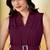 Purple plain crepe gathered fit & flared midi dress for women