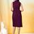 Purple plain crepe gathered fit & flared midi dress for women