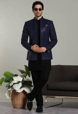 Men's stylish indo-western rayon coat kurta set 1