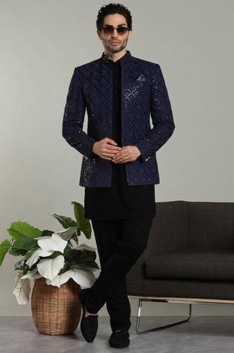 Men's stylish indo-western rayon coat kurta set