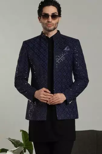 Men's stylish indo-western rayon coat kurta set