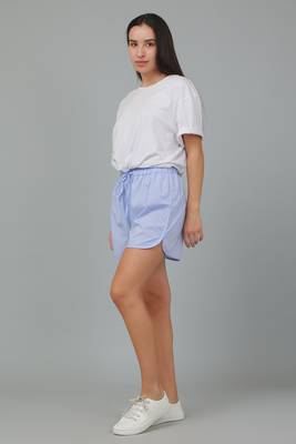 Blue printed cotton casual shorts for women - Free size 2