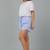 Blue printed cotton casual shorts for women