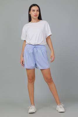 Blue printed cotton casual shorts for women - Free size 3