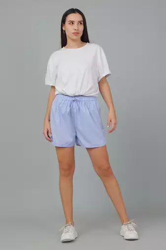 Blue printed cotton casual shorts for women - Free size