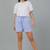 Blue printed cotton casual shorts for women