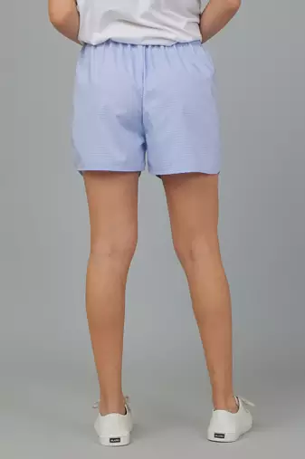 Blue printed cotton casual shorts for women - Free size