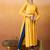 Yellow bandhani printed georgette a-line pleated kurta