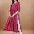 Pink bandhani printed rayon a-line pleated kurta