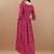 Pink bandhani printed rayon a-line pleated kurta