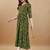 Green bandhani printed rayon a-line pleated kurta