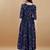 Navy blue bandhani printed rayon a-line pleated kurta