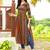 Blue geometric printed rayon a-line pleated kurta