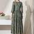 Blue striped printed rayon a-line pleated kurta