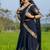 Dark Navy Blue Kanchi Cotton Half blend Lehenga Saree set For South Indian Festival For Women's