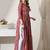 Pink striped printed rayon a-line pleated kurta