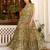Green leheriya printed rayon fit & flared maxi dress