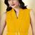 Yellow plain crepe gathered fit & flared midi dress for women