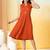 Orange plain crepe gathered fit & flared midi dress for women