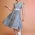 Grey stripe printed cotton fit & flared midi dress for women