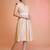 Orange stripe printed cotton fit & flared midi dress for women