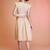 Orange stripe printed cotton fit & flared midi dress for women