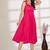 Pink plain crepe gathered fit & flared midi dress for women