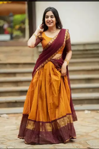Mustard Yellow half blend lehenga saree with blouse and dupatta half blend lehenga saree with blouse and dupatta