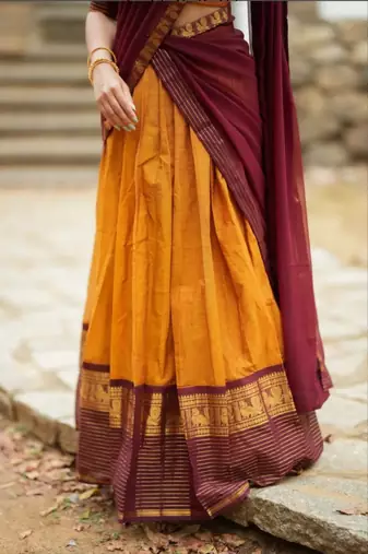 Mustard Yellow half blend lehenga saree with blouse and dupatta half blend lehenga saree with blouse and dupatta