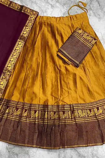 Mustard Yellow half blend lehenga saree with blouse and dupatta half blend lehenga saree with blouse and dupatta
