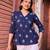 navy blue gathered or pleated a-line regular top