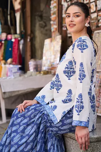 white piping design peplum top