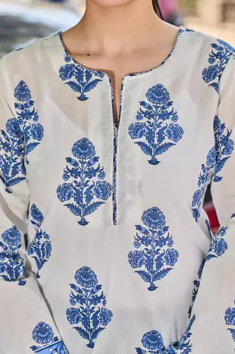white piping design peplum top