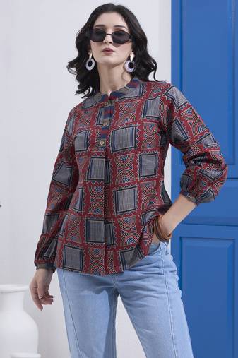 maroon cotton shirt