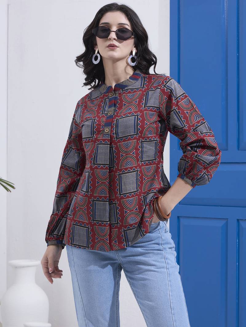 maroon cotton shirt