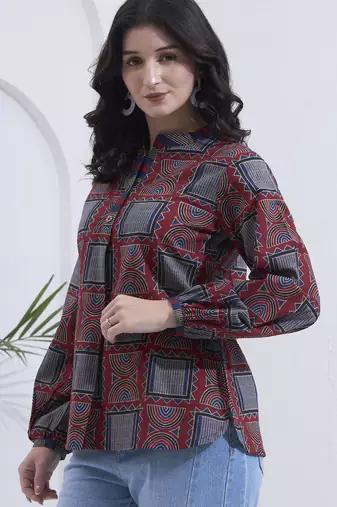 maroon cotton shirt