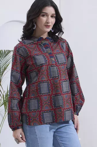 maroon cotton shirt
