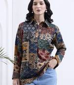 multicolur cotton ethnic motifs shirt