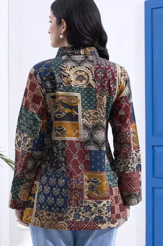 multicolur cotton ethnic motifs shirt