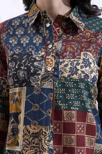 multicolur cotton ethnic motifs shirt