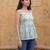cotton white and gree strappy top