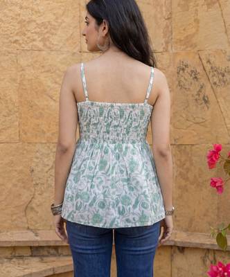 cotton white and gree strappy top 3