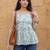 cotton white and gree strappy top