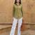 green cotton bhandhej shirt