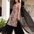 Black ethnic motifs printed silk stitched straight sharara kurta set with dupatta