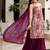 Purple ethnic motifs printed silk stitched straight sharara kurta set with dupatta