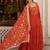 Rust floral embroidered work georgette stitched anarkali kurta set with trouser & dupatta